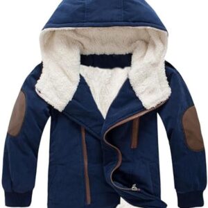 Mallimoda Boy's Thick Cotton-Padded Parka Jacket Hooded Fleece Coat