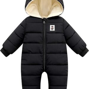 XMWEALTHY Baby Clothes Cute Infant Toddler Snowsuit Warm Newborn Boy Girl Winter Coats Hooded Zip Jumpsuit