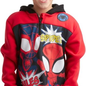 Marvel Boys Hoodie - Fleece Pullover Quarter Zip Sweatshirt Graphic Hoodies for Boys