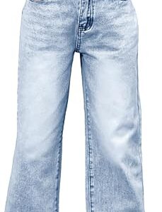 MakeMeChic Girl's Denim Pants High Waisted Straight Leg Jeans with Pockets