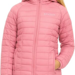 Spyder Girls Puffer Jacket with Hood Packable, Girls Winter Coats, Lightweight Ski Snow Outerwear