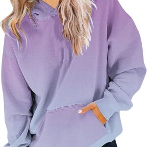 Cute Hoodies for Teen Girls Trendy Preppy Hooded Sweatshirts Oversized Long Sleeve Shirts Gradient Clothes for Girls