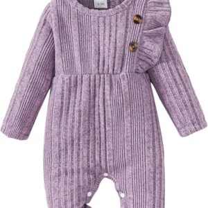 Infant Baby Girl Clothes Newborn Girl Romper Fall Winter Outfit Ruffle Long Sleeve Jumpsuit Romper Cute Baby Girl Outfit