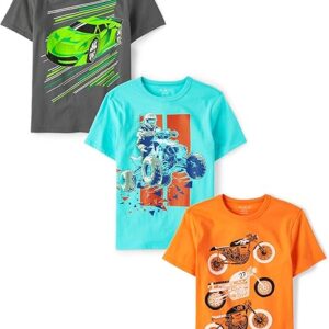 The Children's Place Boys Animals,Cars Short Sleeve Graphic T-Shirts,3 Pack