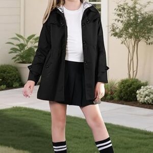Betusline Girl's Single Breasted Trench Coat Dress Coat Outerwear, 2-14 Years