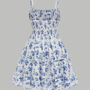 Floerns Girl's Floral Print Sleeveless Ruched Ruffle Hem A Line Cami Short Dress