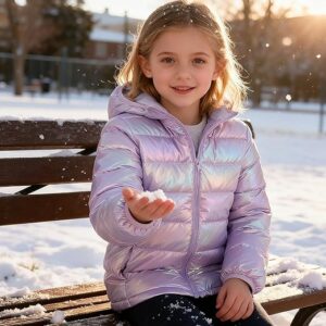 Enlifety 4-12T Girls Winter Coat Packable Lightweight Hooded Puffer Jacket