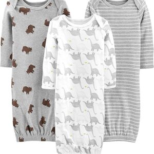 Simple Joys by Carter's unisex-baby 3-pack Neutral Cotton Sleeper Gown